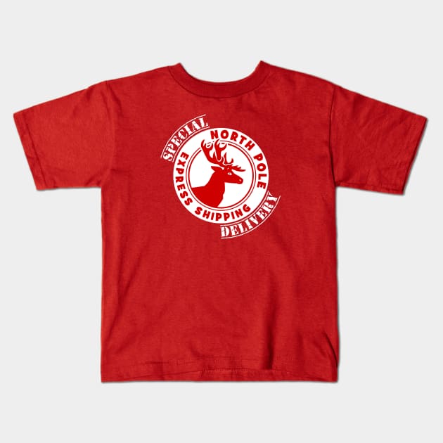 NORTH POLE SPECIAL DELIVERY Kids T-Shirt by Turnbill Truth Designs